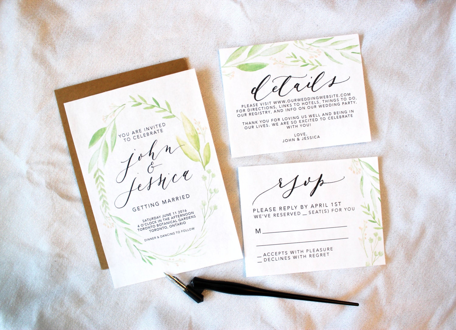 Printable and Customizable DIY Wedding Invitation Suite