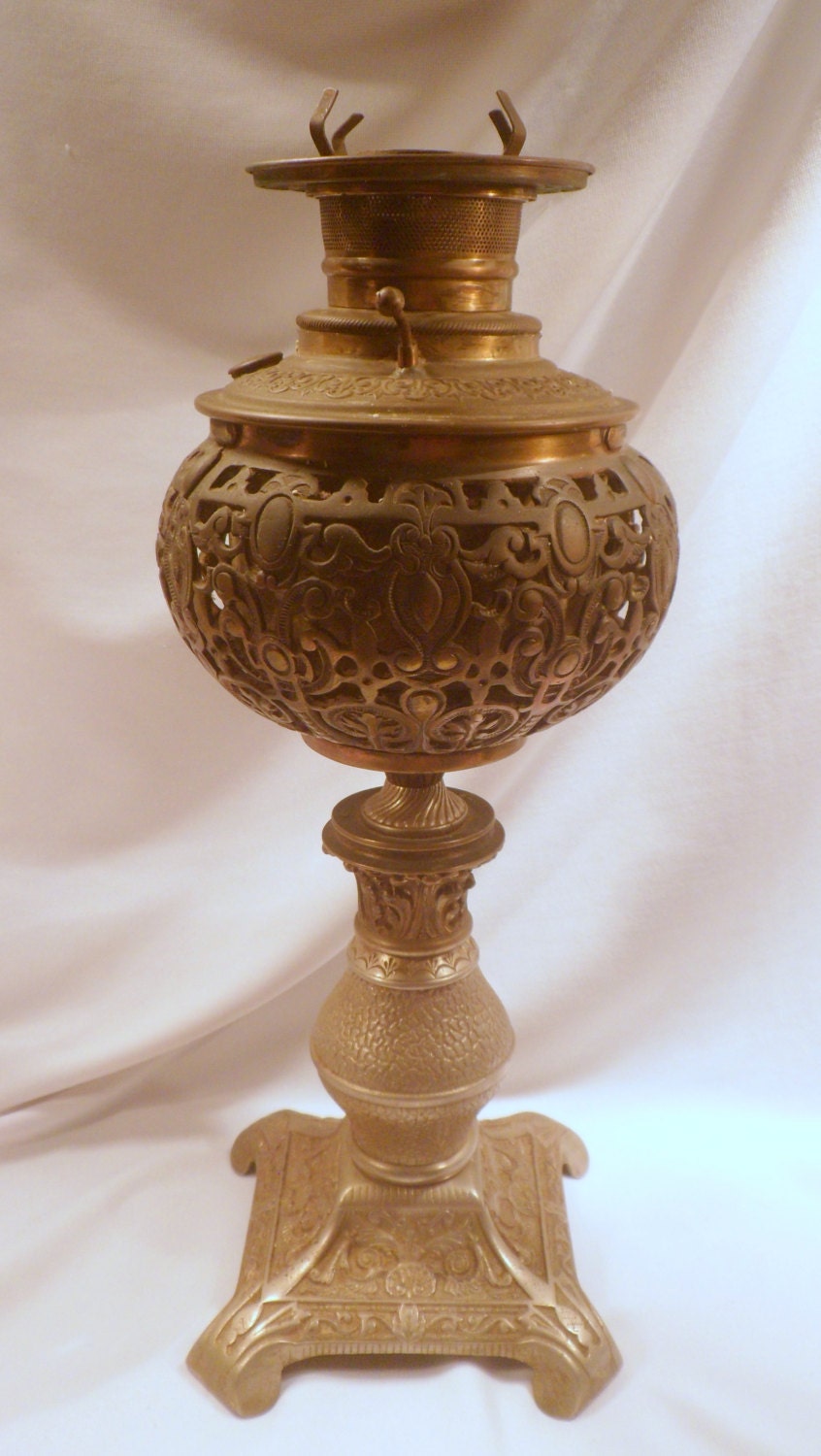 Antique 19th Century Oil Lamp Parts Stand by AntiqueCrystalGlass