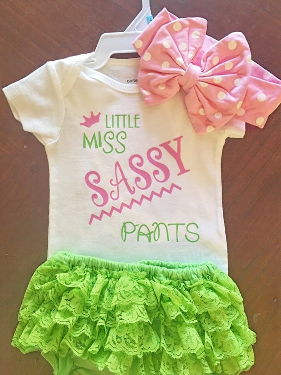 Little Miss Sassy Pants Outfit Headband Diaper cover