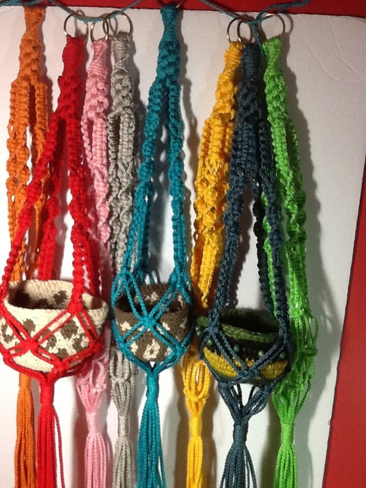 Small Macrame Plant Hangers 4 mm Polyolefin cord colorful