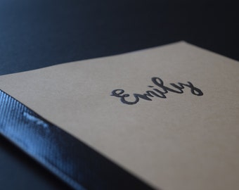 Custom embossed journal, ruled, lined or plain, notebook, custom name, recycled paper