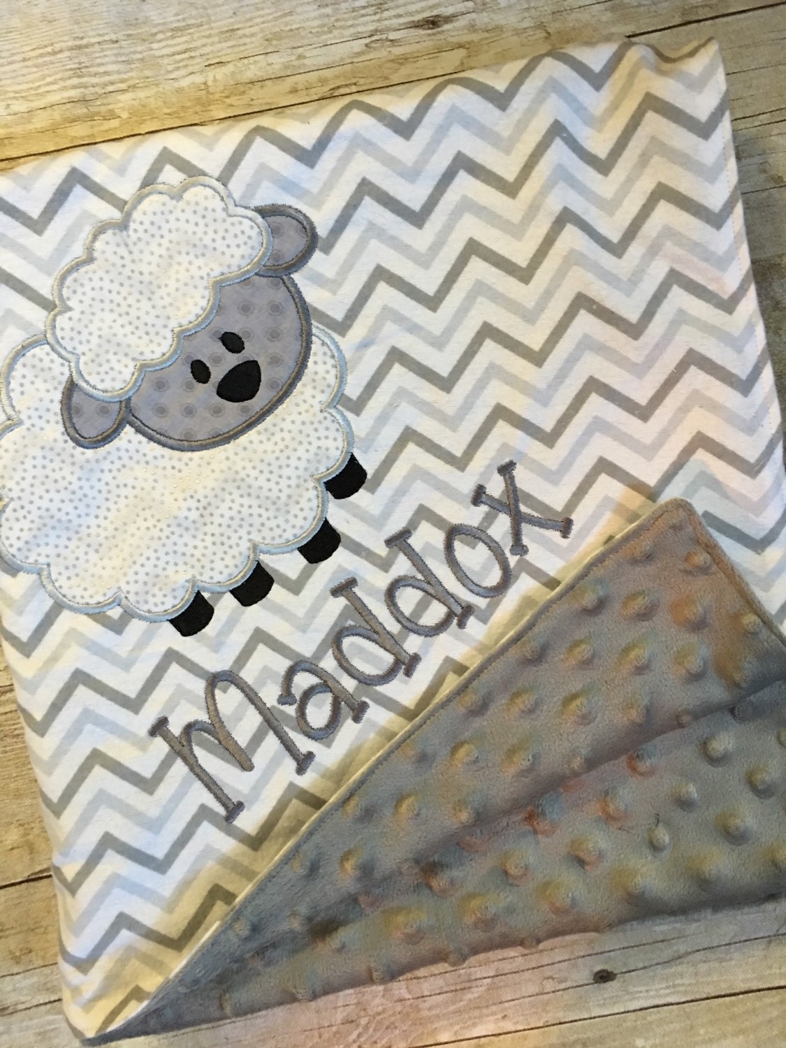 Lamb Baby Blanket Applique with Name Personalized Baby