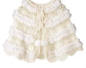 Magnifique chauffe épaules capeline pèlerine blanc/ crocheté /sur commande