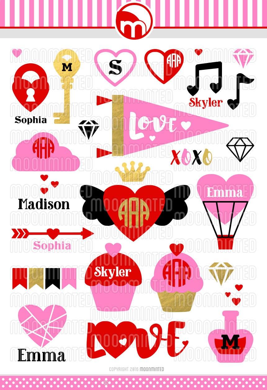 Download Valentine's Day SVG Cut Files Monogram Frames for Vinyl