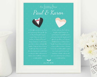 Wedding Vows, Wedding Vows printable, Wedding Vows Print, Teal wedding, wedding teal, 1st anniversary gift, 1st year wedding anniversary