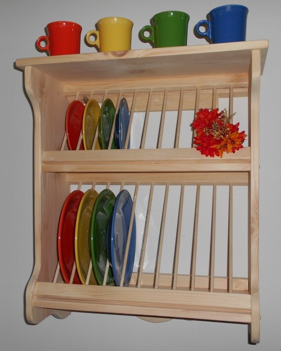 Items similar to Plate Rack Wood 2 Tier on Etsy