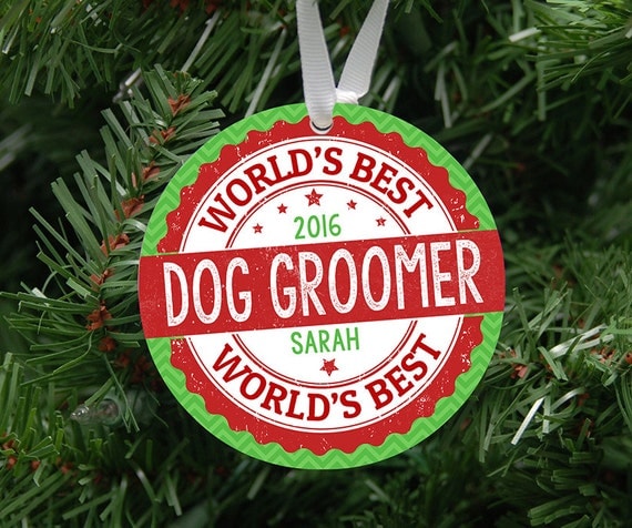 Personalized World's Best Dog Groomer Ornament