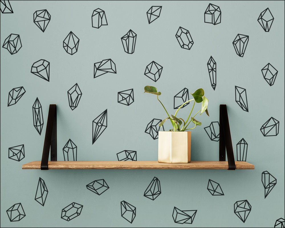 Geometric Shapes & Gems Wall Decal 50 Modern Vinyl Decals
