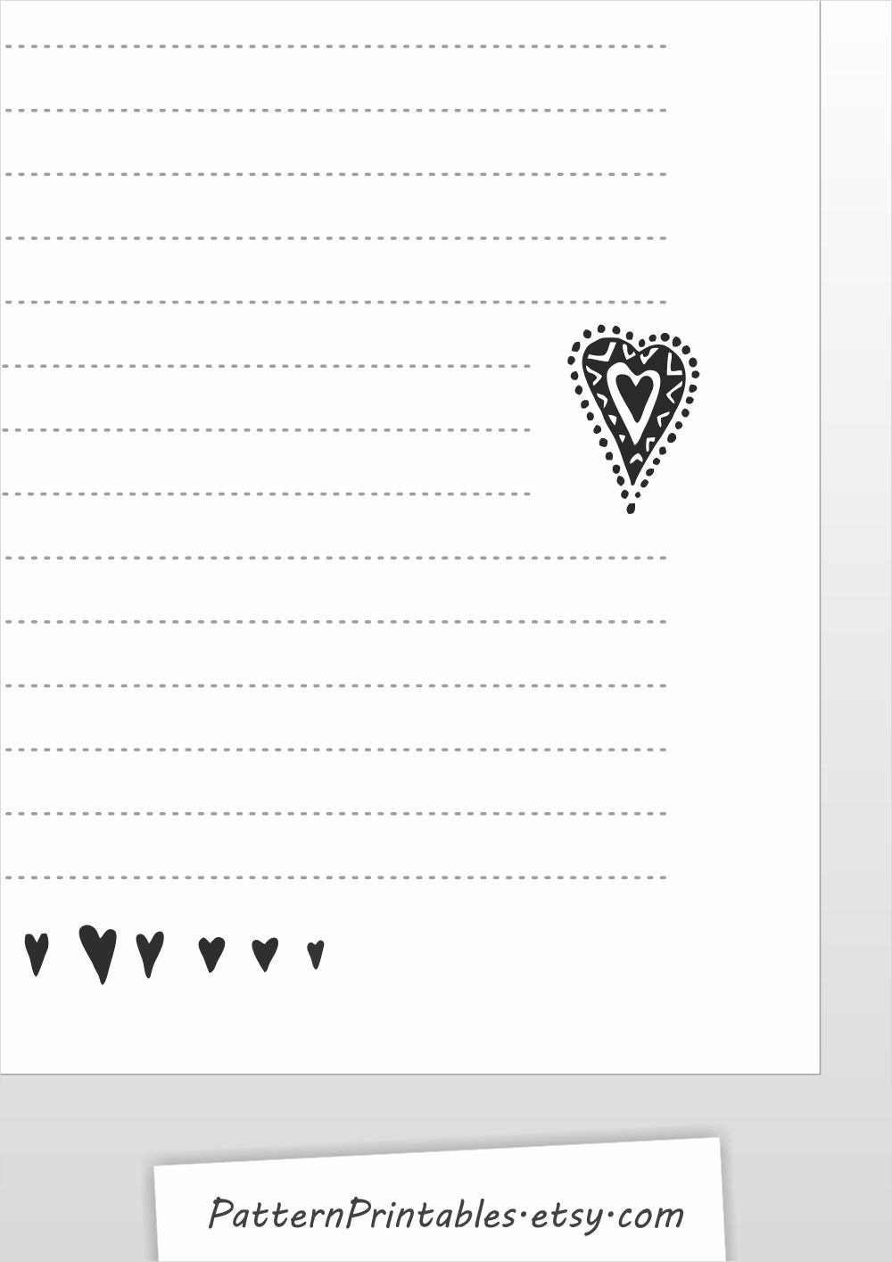 printable lined letter writing paper cute black and white