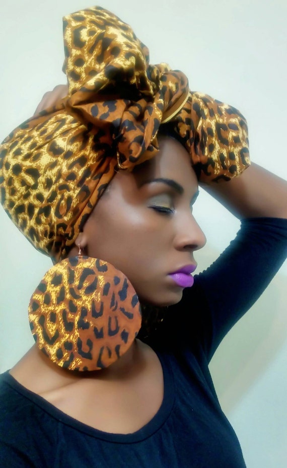 Leopard print headwrap Ankara turban african by AnkaraKouture