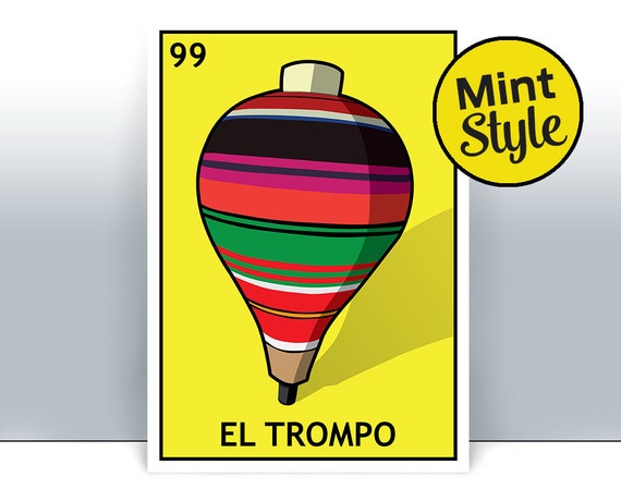 El Trompo Loteria Card Mexican Toy Bingo Art Print Poster