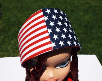 USA HEADBAND - Red White and Blue Stars and Stripes Patriotic Headband - Women's Headband - Men's Headband