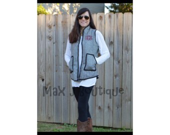 Monogrammed Herringbone Vest - Personalized Tweed Vest