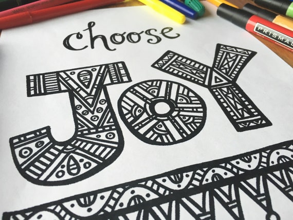 Printable Coloring Page Choose Joy Adult Coloring Page