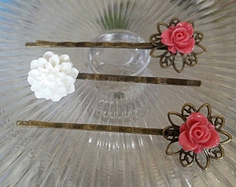3pc Floral Bobby Pin Set
