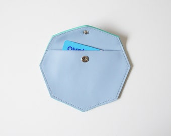 Leather coin pouch - Octavia blue leather purse / change purse coin purse small wallet small woman's wallet leather wallet geometric purse