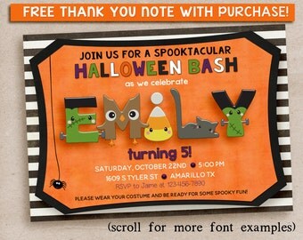 Halloween Birthday party invitation kids, kids halloween birthday party invitation