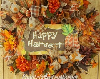 Fall Pumpkin Mesh Wreath-Pumpkin Wreath-Harvest Wreath-Fall Decor-Fall Mesh Door Wreath-Autumn Wreath-Fall Door Wreath-Fall Outdoor Wreath