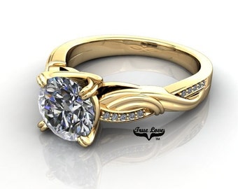 Moissanite Engagement Ring 14kt Yellow Gold #7846
