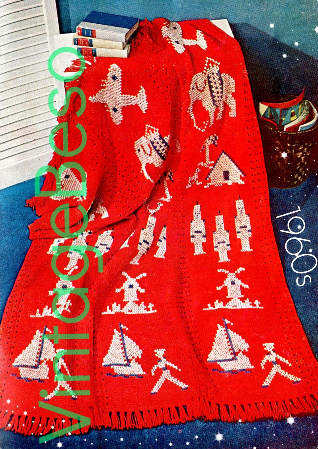 Afghan Crochet PATTERN Child's Military Afghan by VintageBeso