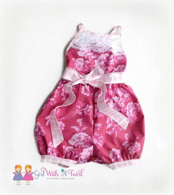 Baby Girl Romper Girls Sunsuit Summer Romper by GirlWithATwirl