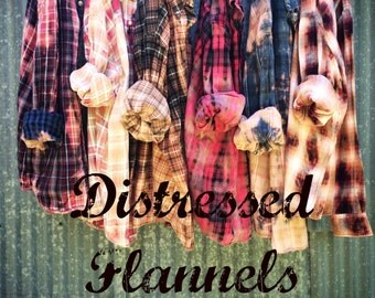 Flannel Shirt - Vintage Washed Flannel - Oversized Flannel - Distressed Flannel - Plaid Shirt - Bleached Flannel