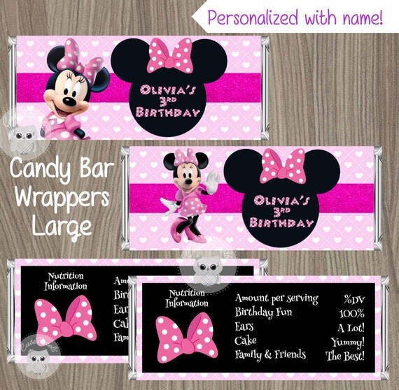Minnie Mouse Candy Bar Wrappers Minnie Mouse Chocolate