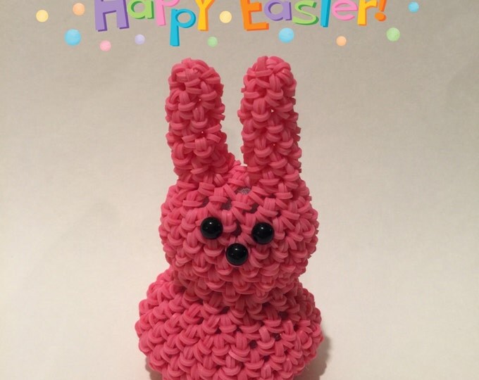 Easter Bunny Peep Rubber Band Figure, Rainbow Loom Loomigurumi, Rainbow Loom Holiday