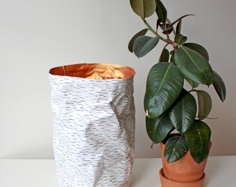 Paper Sack, Extra Large storage bag, laundry basket, hamper, washable paper, birch design, Nordic, Scandinavian, Rustic style