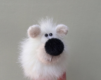 White little bear. Finger theatre. Penlight theater. Thimble. Finger puppets. Small animal puppet.
