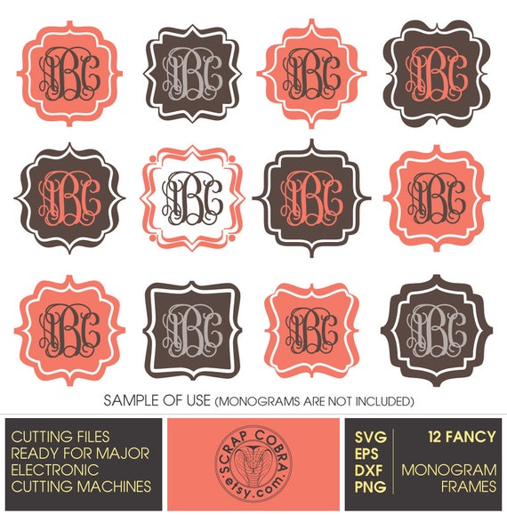 Download Fancy Monogram Frames SVG eps DXF PNG Digital Cut by ...