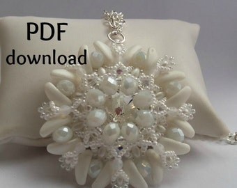 Tutorial PDF, pendant Queen, superduo pendant, chilli pendant, pattern PDF, pattern bijoux, beading tutorial, beading pattern