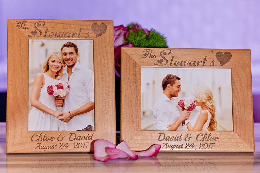 Wedding Picture Frame Custom Engraved Wood Family Gift for
