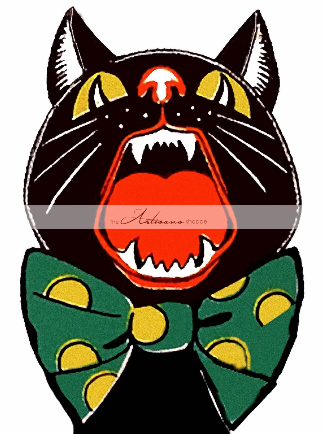 Instant Download Printable Art Black Cat Howl Scaredy Cat