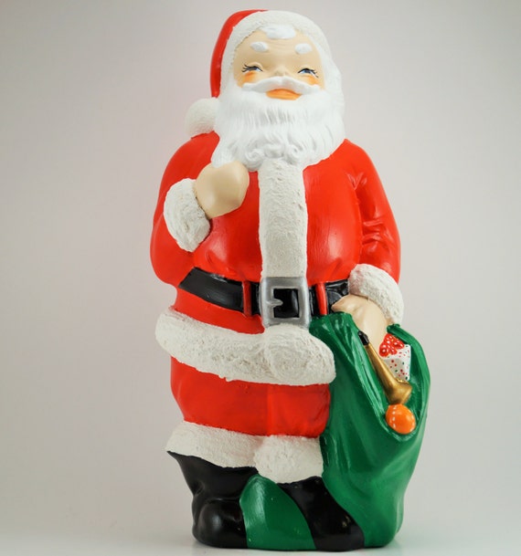 sale vintage ceramic santa claus statue with green gift bag sale vintage ceramic santa claus statue with green gift bag