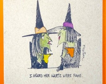 Halloween Card, Funny Halloween Card, Adult Halloween Card, Witch Card, Blank Greeting Card, Funny Card, Warts, Handmade, Hand Painted Note