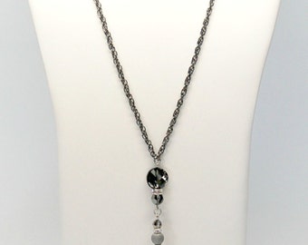 Crystal necklace long necklace chic jewelry stainless steel jewelry necklace Y pendant Creation Cristal Ev. #Métal