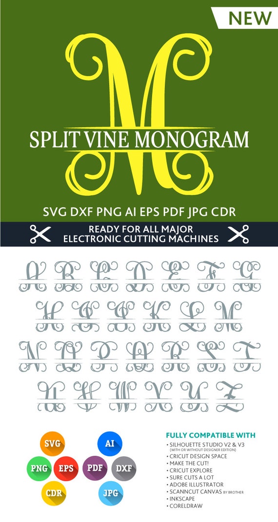 Download Split Vine Monogram Font Alphabet letters SVG DXF by ...