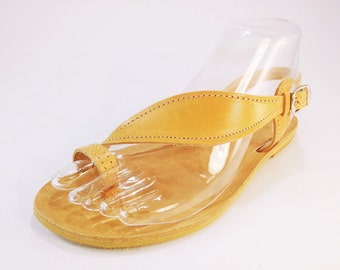 Genuine Leather Sandals, Leaf Design - Summer Flat Greek Leather Sandals . Handmade in Greece.