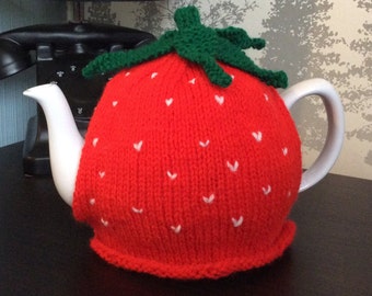 Hand Knitted Strawberry Tea Cosy