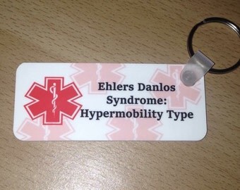 Medical Alert Keyring with In Case of Emergency details, EDS, Allergy, medical, disability