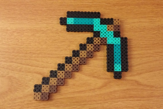 Minecraft Mega Diamond Pickaxe Perler