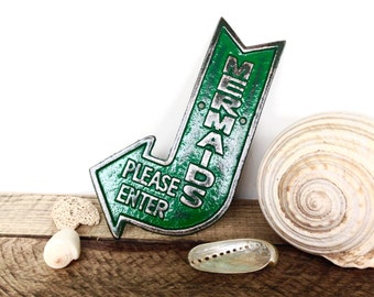 Green Mermaid Sign - Mermaid Decor - Beach House Decor - Green Bathroom - Bathroom Wall Art - Nautical Bathroom Decor - Mermaid Bathroom