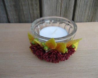 Candle gift Autumn Candle décor Candle holder centerpiece Candle holder glass Flower candle holder Fall candle holder Candle centerpiece