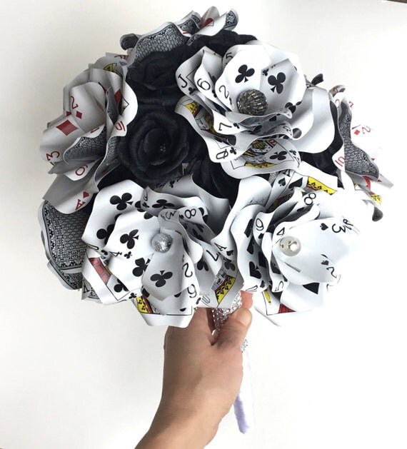 Items similar to Large Poker Playing Card Flower Bouquet, Bridal