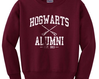 Hogwarts Alumni White print on Crew neck Sweatshirt