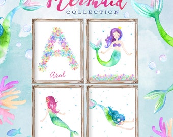 Mermaid Decor, Mermaid Print, Mermaid Room Decor, Girls Room Decor, Mermaid Art Print, Mermaid Party, Mermaid Theme, Mermaid Decorations