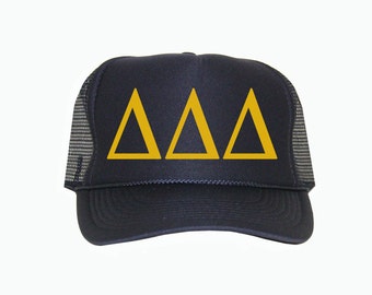 Delta Delta Delta Trucker Hat, Tri Delta Trucker Hat, Tri delt Greek Letter Glitter Trucker Hat, Sorority hat, deltadeltadelta, tridelt