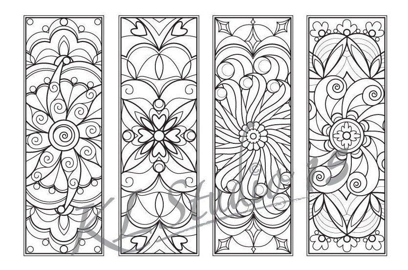 mandala coloring bookmarks instant download relax mandala