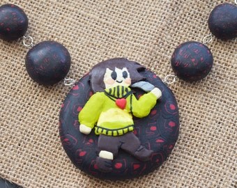 Undertale Polymer Clay Necklace – Undertale Chara – Polymer Clay Necklace – Handmade Beaded Necklace – Game Jewellery